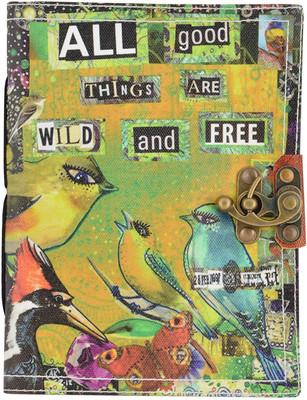 

Hare Krishna Handicrafts A5 Diary(All good things Birds antique print canvas handicraft diary, Multicolor)