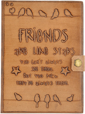 

Hare Krishna Handicrafts Regular Diary(Friends are like Stars emboss handmade leather diary, Tan)