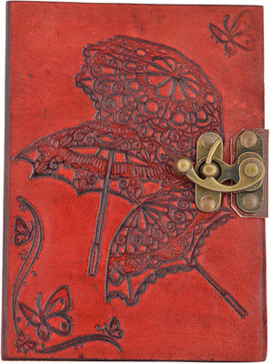 

Hare Krishna Handicrafts Regular Diary(Umbrella emboss antique colour handicraft handmade paper journal, Red)