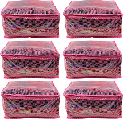 

apratim saree cover combo of 6 pcs pinket6 netpink6pcs(Pink)