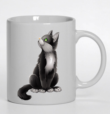 

PIXART Cartoon Black Cat Ceramic Mug(250 ml), White