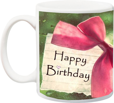 

Stylotrendz Happy Birthday Water Droplets on Green background print Ceramic Mug(325 ml), Multicolor