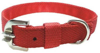 

SICONS Dog Collar Sicons Nylon Large Adjustable Plain Red 1 inch Plain Dog Collar Charm(Red, Round)