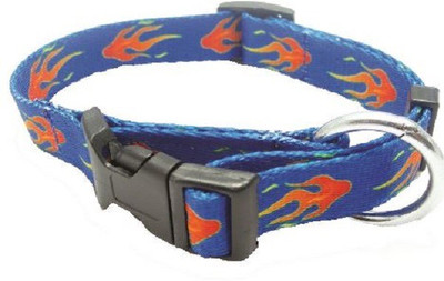 

SICONS Dog Collar Sicons Nylon Medium adjustable Fire Print 3/4 inch Plain Dog Collar Charm(Multicolor, Round)