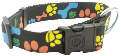 

SICONS Dog Collar Sicons Nylon Large adjustable Bone & Paws Print 1 inch Plain Dog Collar Charm(Multicolor, Round)