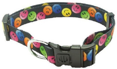 

SICONS Dog Collar Sicons Nylon Large adjustable Smiley Print 1 inch Plain Dog Collar Charm(Multicolor, Round)