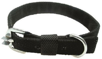 

SICONS Dog Collar Sicons Nylon Large Adjustable Plain Black 1 inch Plain Dog Collar Charm(Black, Round)