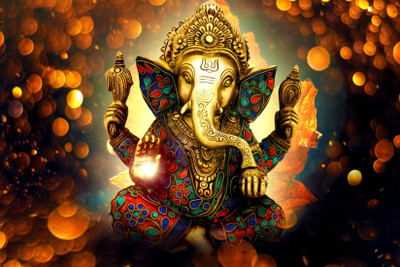 

Indian Art Painting Collection - Ganesha Paintings - Digital Art - Mahaganpati - Premium Quality Large Poster Paper Print(24 inch X 18 inch)