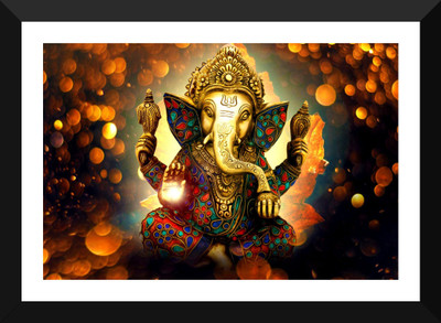 

Indian Art Painting Collection - Ganesha Paintings - Digital Art - Mahaganpati - Premium Quality Framed Poster Paper Print(17 inch X 12 inch)