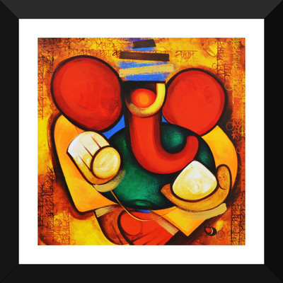 

Indian Art Painting Collection - Ganesha Paintings - Abstrct Ganapati - Premium Quality Framed Poster Paper Print(17 inch X 12 inch)