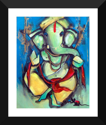 

Indian Art Painting Collection - Ganesha Paintings - Abstract Ganesha - Premium Quality Framed Poster Paper Print(17 inch X 12 inch)
