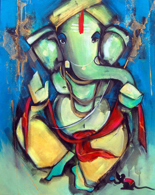 

Indian Art Painting Collection - Ganesha Paintings - Abstract Ganesha - Premium Quality Poster Paper Print(17 inch X 12 inch)