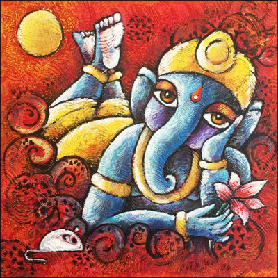 

Indian Art Painting Collection - Ganesha Paintings - Ganesha Repose - Premium Quality Poster Paper Print(17 inch X 12 inch)