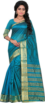 

It's Banii Woven Maheshwari Handloom Silk Saree(Green), Ram green