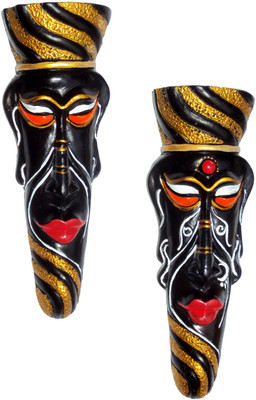 

Hand Artz Terracotta Home Decorative Wall Hanging Multicolour Masai Couple Mask Pair Decorative Showpiece - 40 cm(Terracotta, Multicolor)