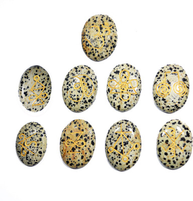 

Reiki Crystal Products Dalmation Jasper Karuna Reiki Symbol Engraved Set 9pc – Vastu – Feng Shui – Crystal - Reiki Healing Gemstone Decorative Showpiece - 1 cm(Stoneware, Multicolor)