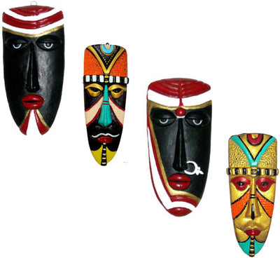 

Hand Artz Home Decorative Terracotta Wall Hanging Multicolour Vodavudi Mask Pair & Egyptian Mask Combo Decorative Showpiece - 20 cm(Terracotta, Multicolor)