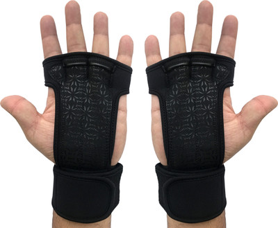 

Kobo Exercise Weight Lifting Grippy Hand Protector Padded For Cross & Functional Training With Wrist Support Gym & Fitness Gloves (, Black