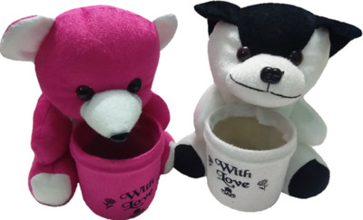 

Aparshi Trendy Teddy and Panda stuffed soft toy pen holder (Pack of 2) - 18 cm(Multicolor)