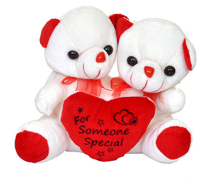 

Pingaksh Crafty Collection White Teddy pair with Heart "Some one Special" 22CM - 22 cm(White)