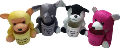 

Aparshi Monkey, Elephant, Dog and Teddybear stuffed soft pen holder (Pack of 4) - 18 cm(Multicolor)