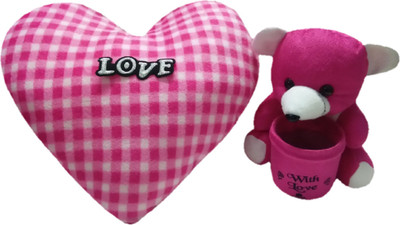 Aparshi Trendy 40 cm Heart and 18 cm Teddy pen holder (Combo pack of 2) HP1 - 40 cm(Multicolor)