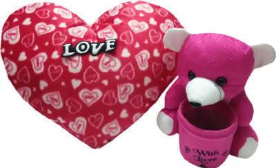

Aparshi Designer 50 cm heart and 18 cm Teddy pen stand (Combo pack of 2) DHP3 - 50 cm(Multicolor)