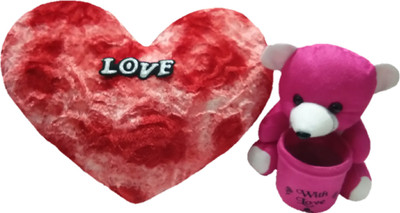 Aparshi Designer 50 cm heart and 18 cm Teddy pen stand (Combo pack of 2) DHP5 - 50 cm(Multicolor)