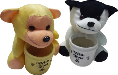

Aparshi Trendy Monkey and Dog stuffed soft pen holder (Pack of 2) - 18 cm(Multicolor)
