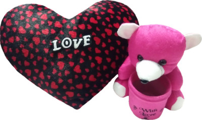 

Aparshi Trendy 40 cm Heart and 18 cm Teddy pen holder (Combo pack of 2) HP8 - 40 cm(Multicolor)