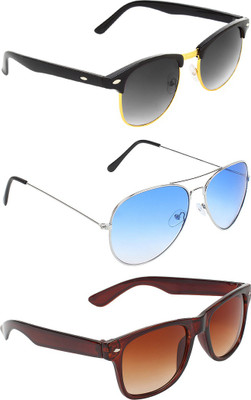 

Abner Clubmaster, Aviator, Wayfarer Sunglasses(Black, Blue, Brown