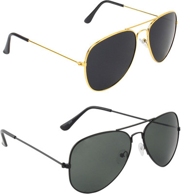 ABNER Aviator, Aviator Sunglasses(For Men & Women, Black, Black)