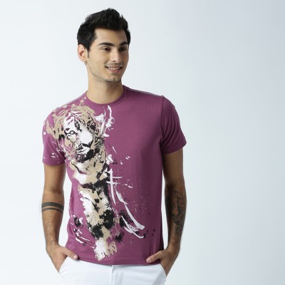 HUETRAP Printed Men Round Neck Maroon T-Shirt