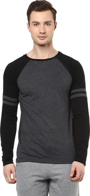 Veirdo Color Block Men Round or Crew Black, Grey T-Shirt