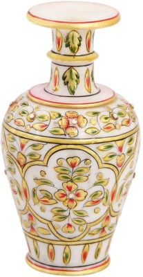 Handicrafts Paradise Marble flower pot with intricate emboss painting Stoneware Vase(6 inch, Multicolor)