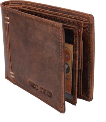 

Hidestitch Men Casual Brown Genuine Leather Wallet(6 Card Slots), Brown-05