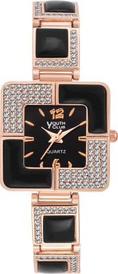 Youth Club SQ-PRLBL Studded Black Square Watch  - For Girls   Watches  (Youth Club)