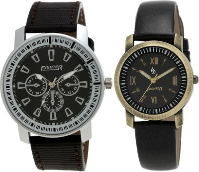 

Fighter New Stylish Black Casual Couple Combo 721-619 Wrist Watch - For Men & Women