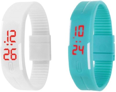Fashion Gateway White and Blue Led Magnet Band (pack of 2) White and Blue Digital Watch  - For Boys & Girls   Watches  (Fashion Gateway)