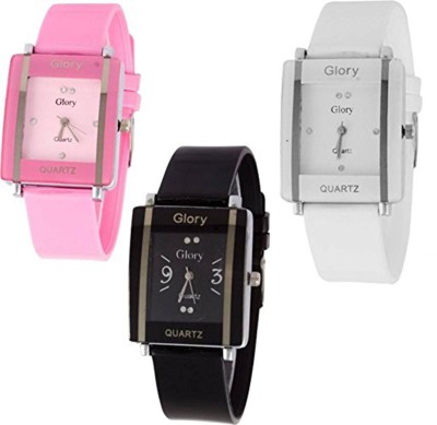 keepkart Square Glory KAWA White Black And Pink Combo Pack Of - 3 For Woman Watch  - For Girls   Watches  (Keepkart)