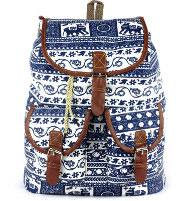 

RAMPOSH Women Canvas Printed Backpack 15 L Backpack(Blue)