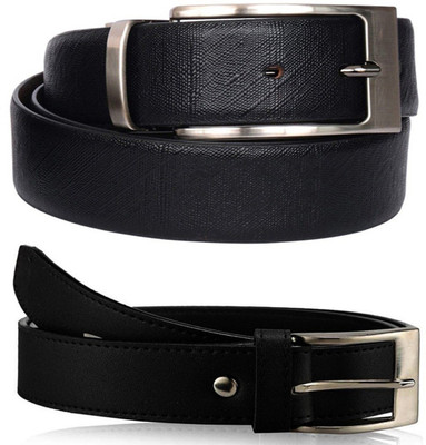 Cyclone Men Casual Black Genuine Leather Reversible Belt
