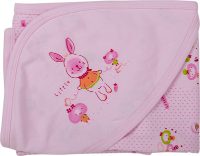 

simply Printed  Hooded Baby Blanket(Cotton, baby pink