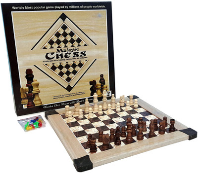 Bonkerz Wooden Majestic Chess With Wooden Chessmen Family Board Game Board Game available at flipkart for Rs.449