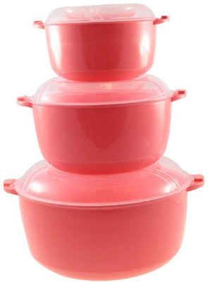 

Bruzone Cook-N-Serve High Quality 3pcs A19 Plastic Bowl Set(Pink, Pack of 3)