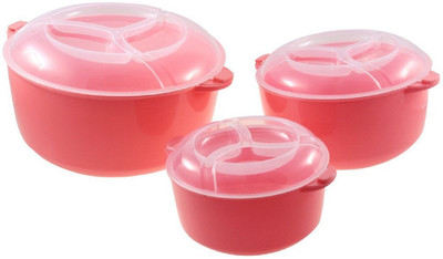 

Bruzone Food Storage 3pcs C12 Plastic Bowl Set(Pink, Pack of 3)