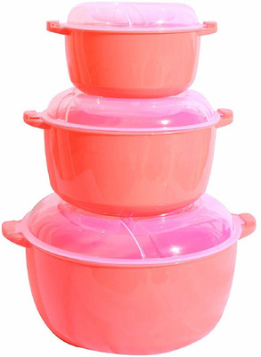

Bruzone Food Container 3pcs D23 Plastic Bowl Set(Pink, Pack of 3)