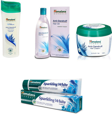 

Himalaya anti dandruff shampoo, anti dandruff hair oil, anti dandruff hair cream, sparkling white paste(Set of)