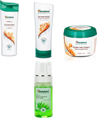 

Himalaya damage repair protein shampoo, damage repair protein conditioner, protein hair cream, neem foaming face wash(Set of)