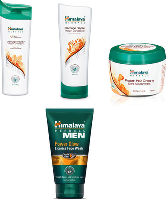 

Himalaya damage repair protein shampoo, damage repair protein conditioner, protein hair cream, power glow face wash(Set of)